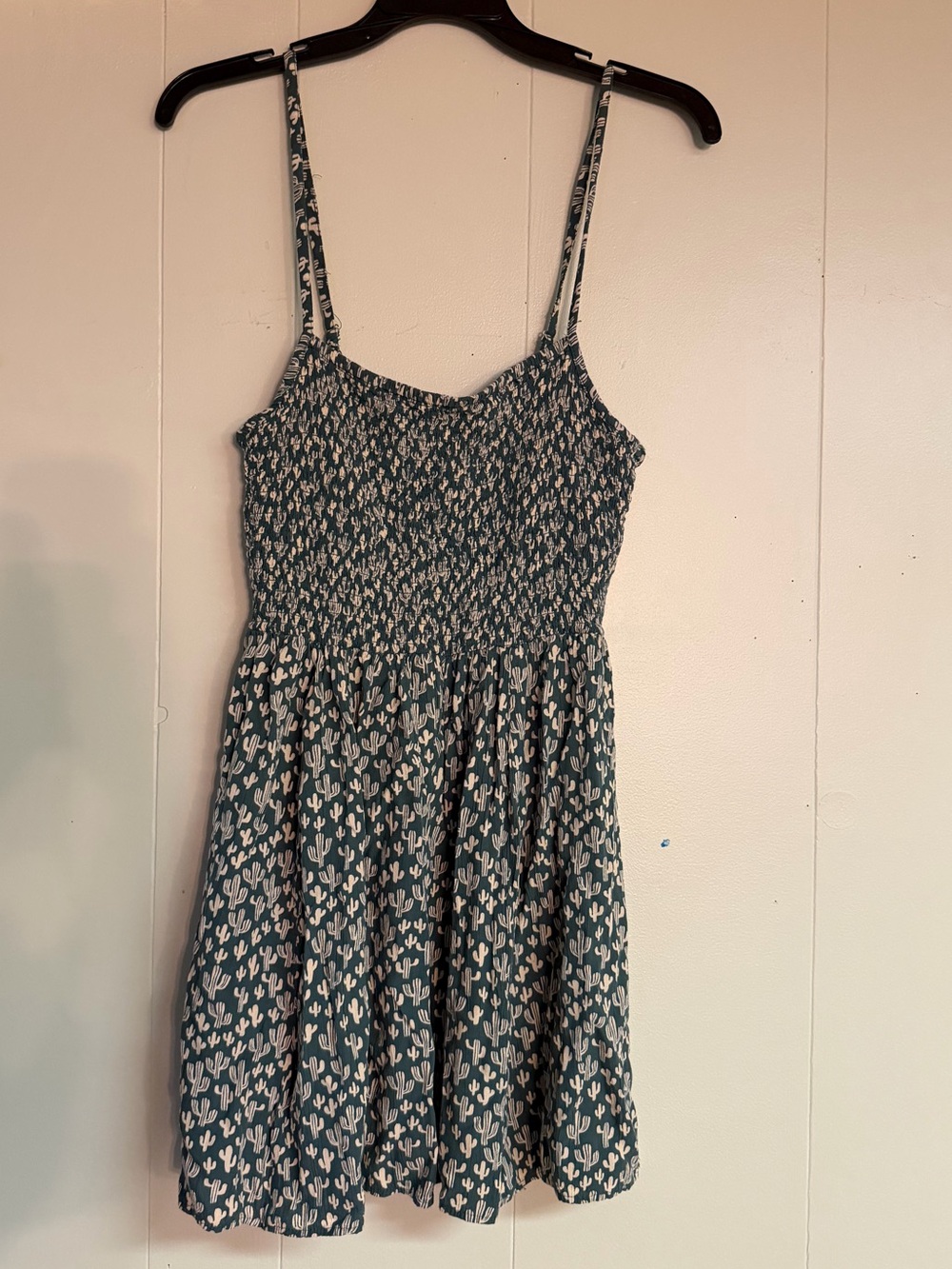 Angie green Mini Dress with White Cactus Print